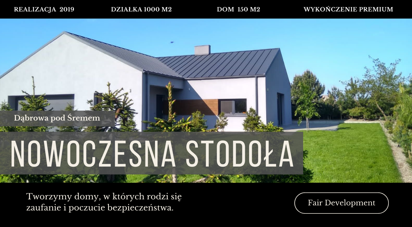 sprzedany dom typu stodoła w Dąbrowie, piękny i nowoczesny, duża działka